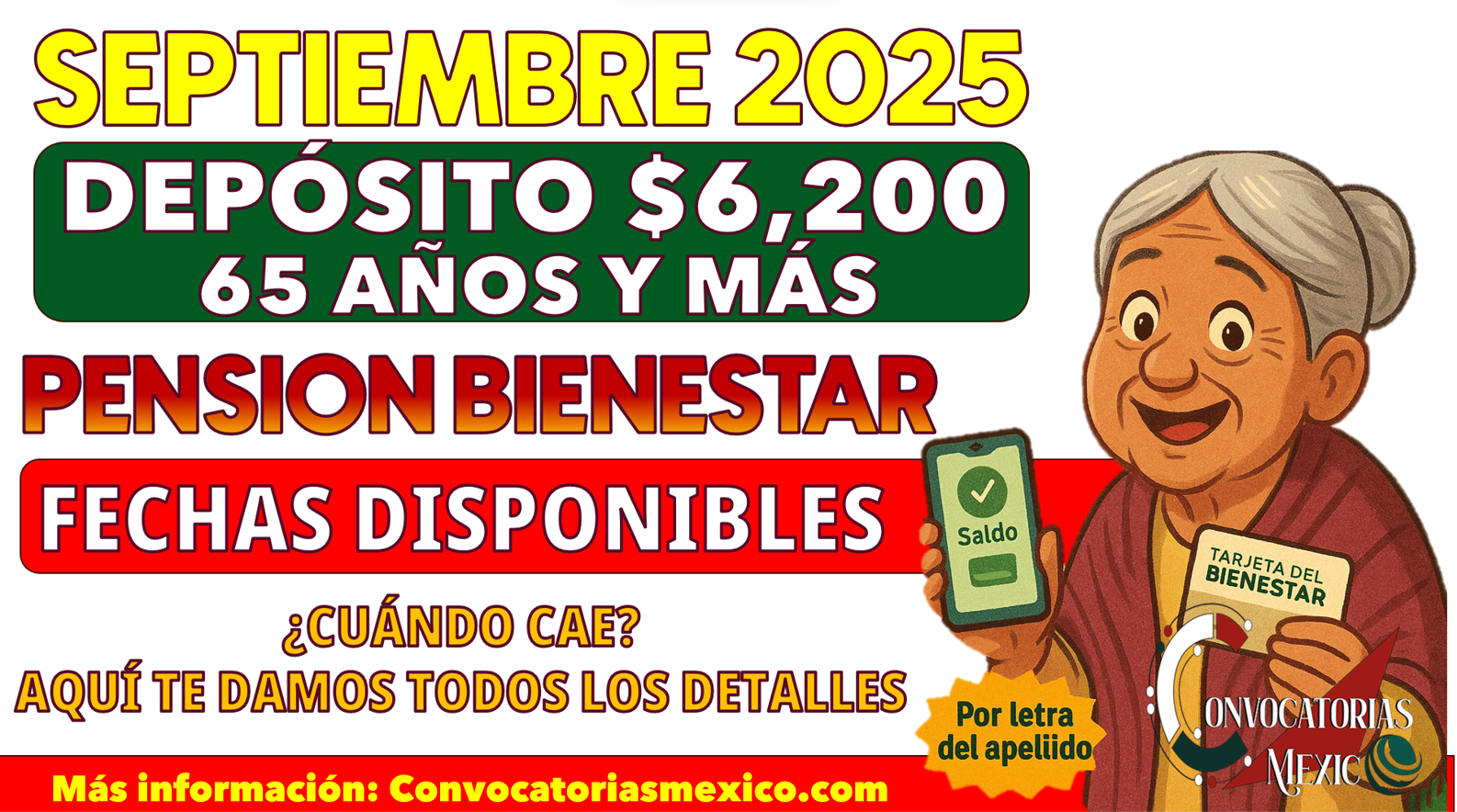 ¿Cuándo depositan durante el mes de septiembre la pensión bienestar 65 años y más?