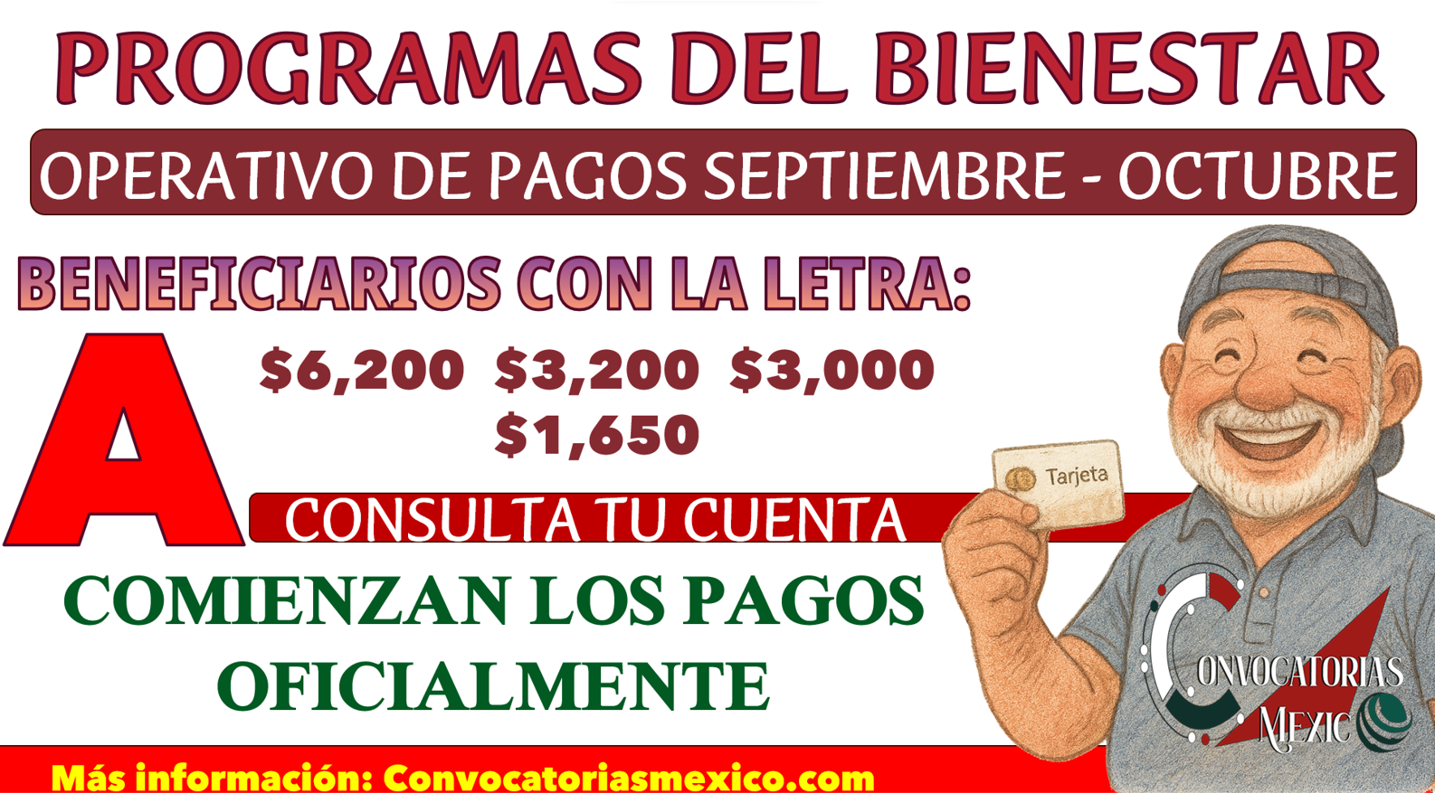 Letra A reciben pago 1 de septiembre por calendario de apellidos de la Pensión Bienestar