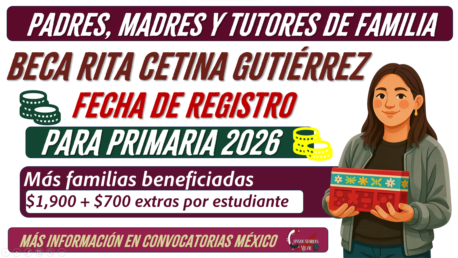 Fechas de registro para PRIMARIA de la Beca Rita Cetina Gutiérrez 2026