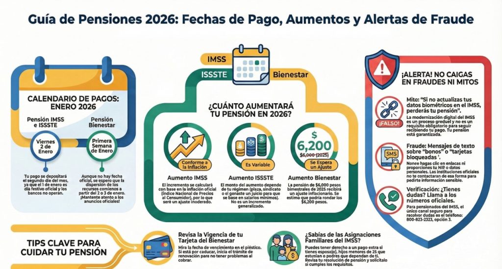 Calendario de Pagos de Pensiones Enero 2026: IMSS, ISSSTE y Bienestar 12 Pensión Imss e ISSSTE