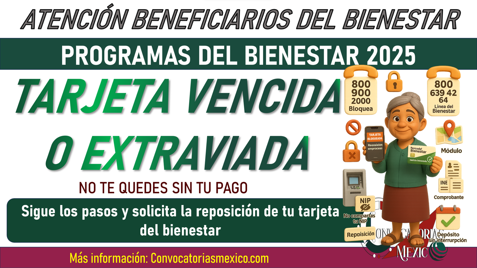 ¡No te quedes sin tu pago! Tarjeta vencida o extraviada del Bienestar Así puedes solicitar tu reposición