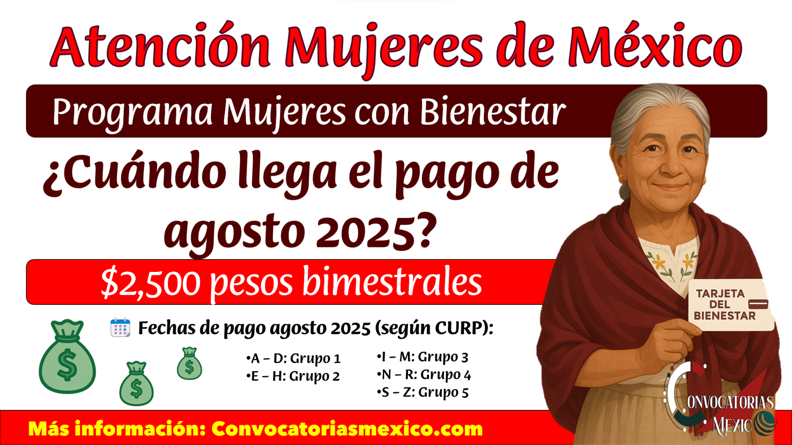 $2,500 bimestrales: ¿cuándo te depositan en agosto? Mujeres con Bienestar 2025