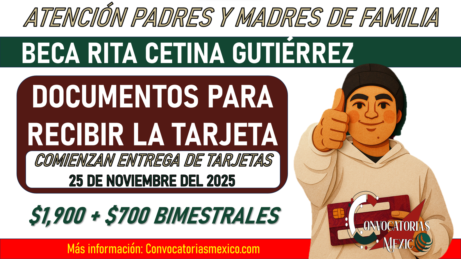 ¡Reúne los documentos! Recibe tu tarjeta de la Beca Rita Cetina Gutiérrez 2025