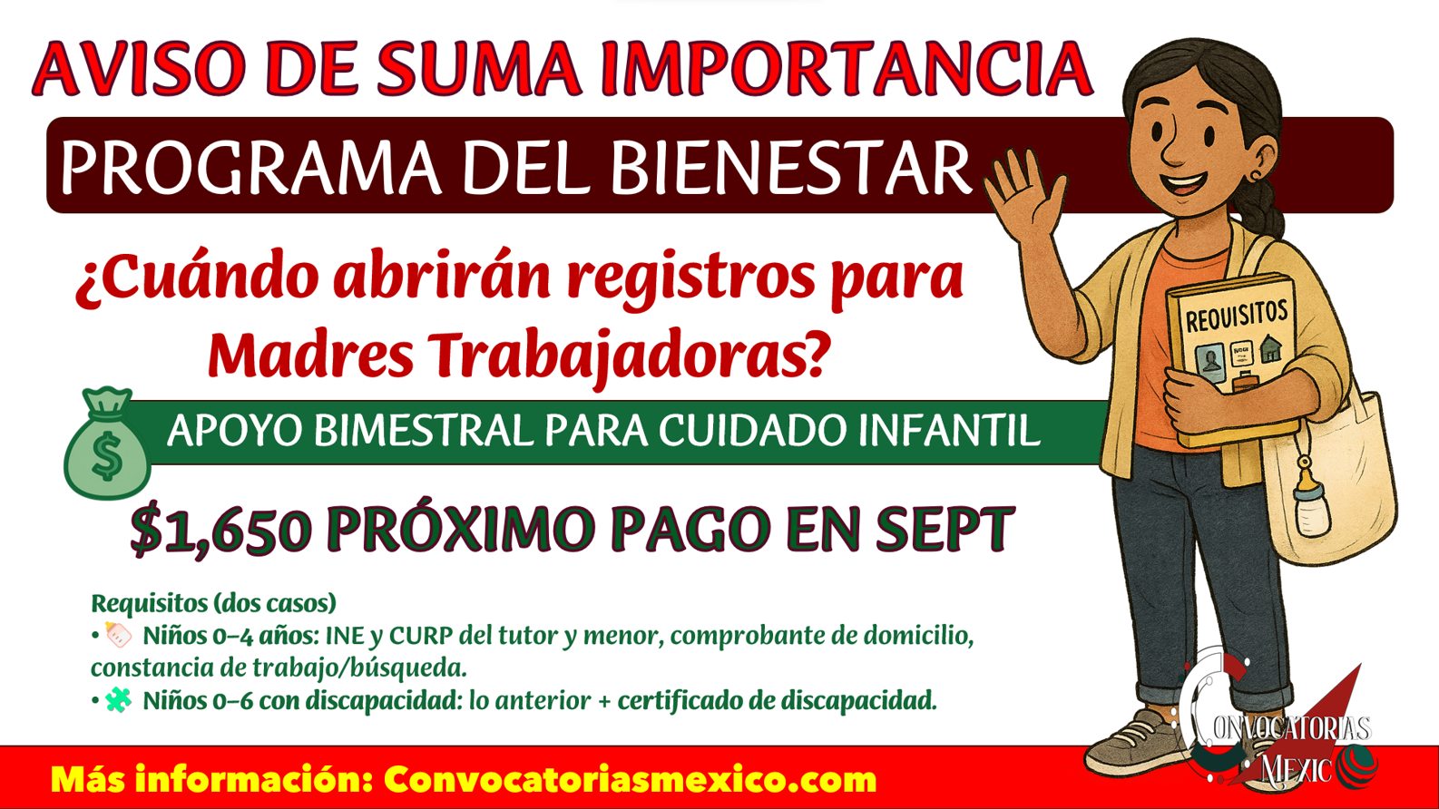 ¡Próxima convocatoria! Ten listos tus documentos y regístrate Madres Trabajadoras