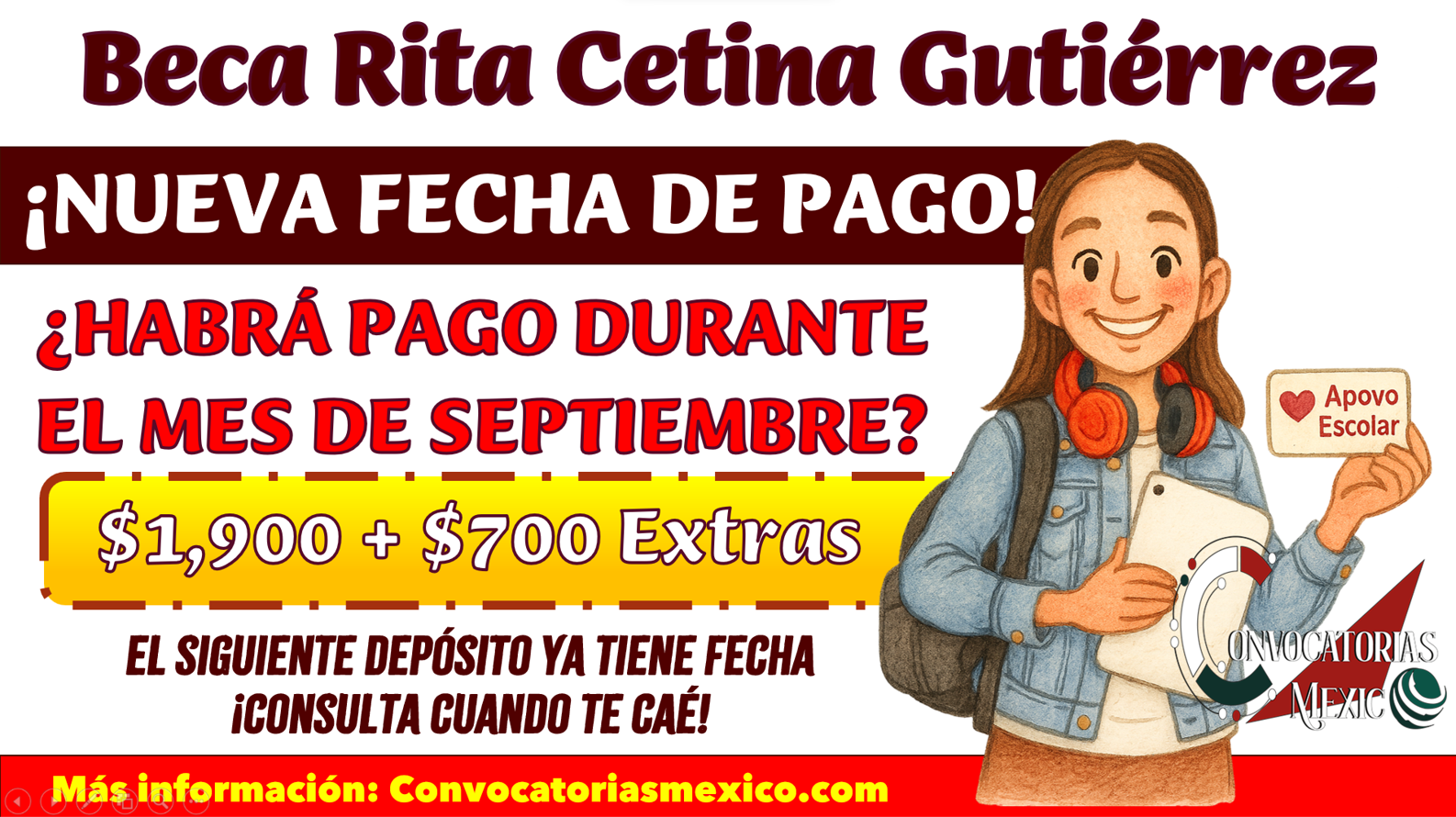 ¿Habrá pago de la Beca Rita Cetina Gutiérrez durante el mes de septiembre?