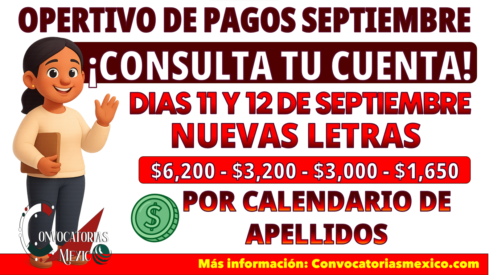 Pagos para los días 11 y 12 de septiembre de los programas del bienestar