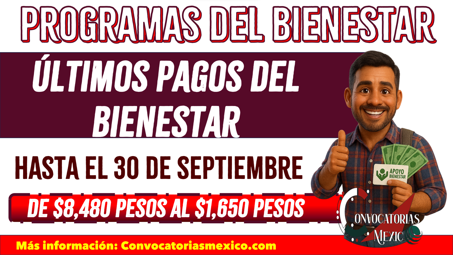 ¡ÚLTIMA LISTA! Letras de pagos para los programas del bienestar del mes de septiembre