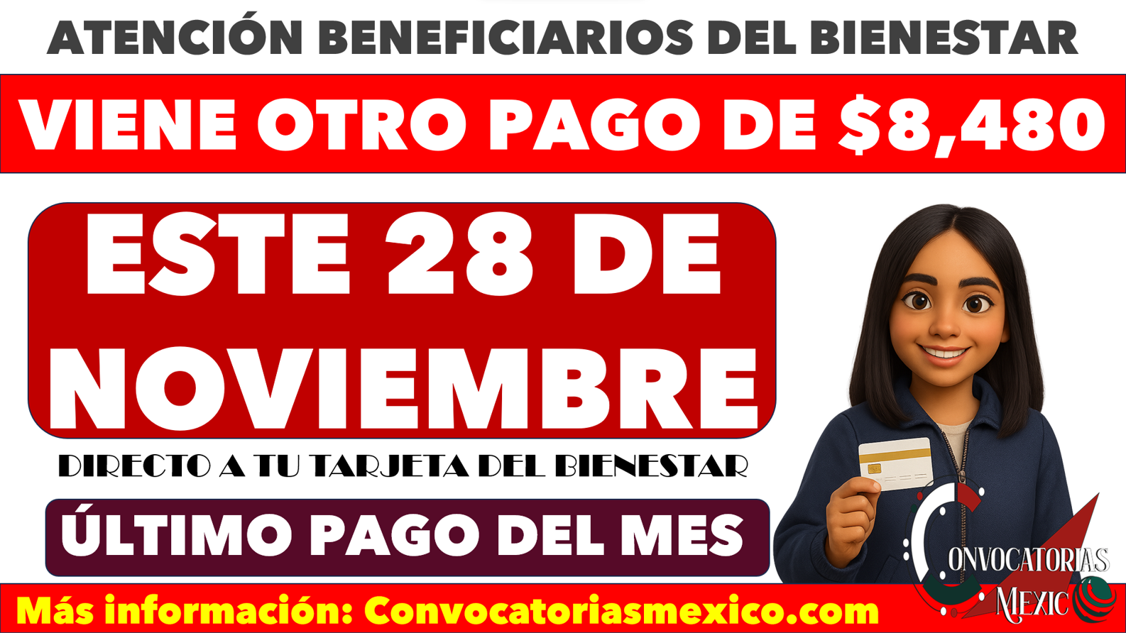 Recibes $8,480 pesos de este programa del bienestar este 28 de noviembre 2025