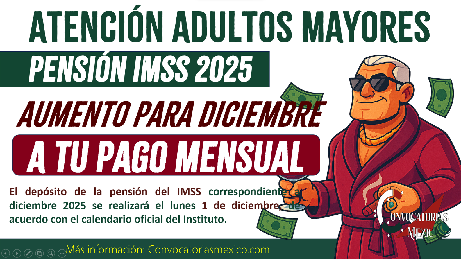 Pensión IMSS DICIEMBRE Aumentos para adultos mayores de la ley 97