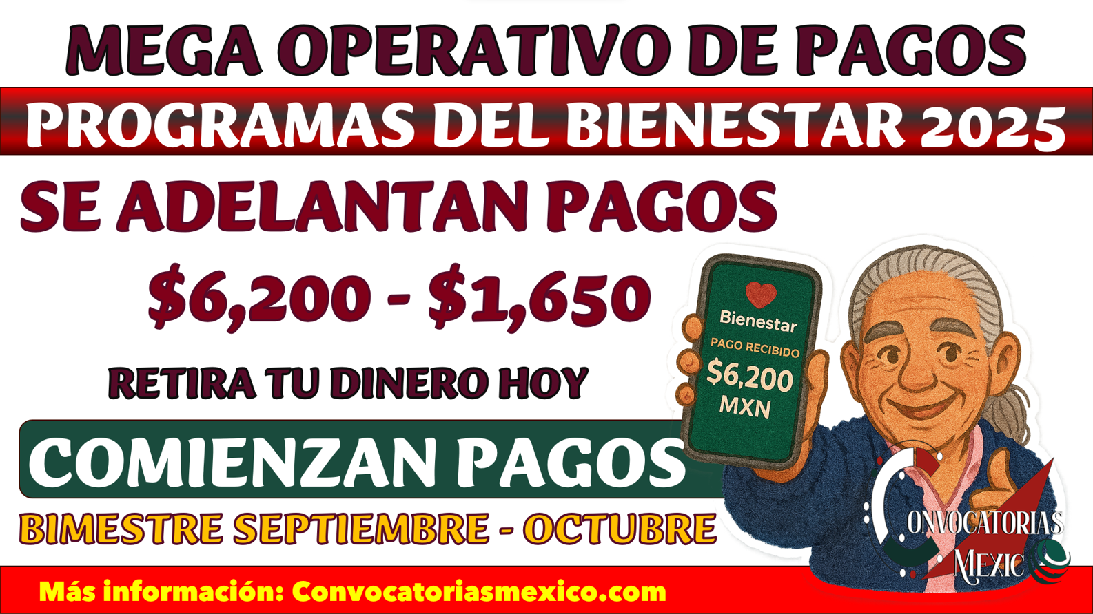¡SE ADELANTA! Pagos de $6,200 a $1,650 pesos en agosto de las Programas del bienestar