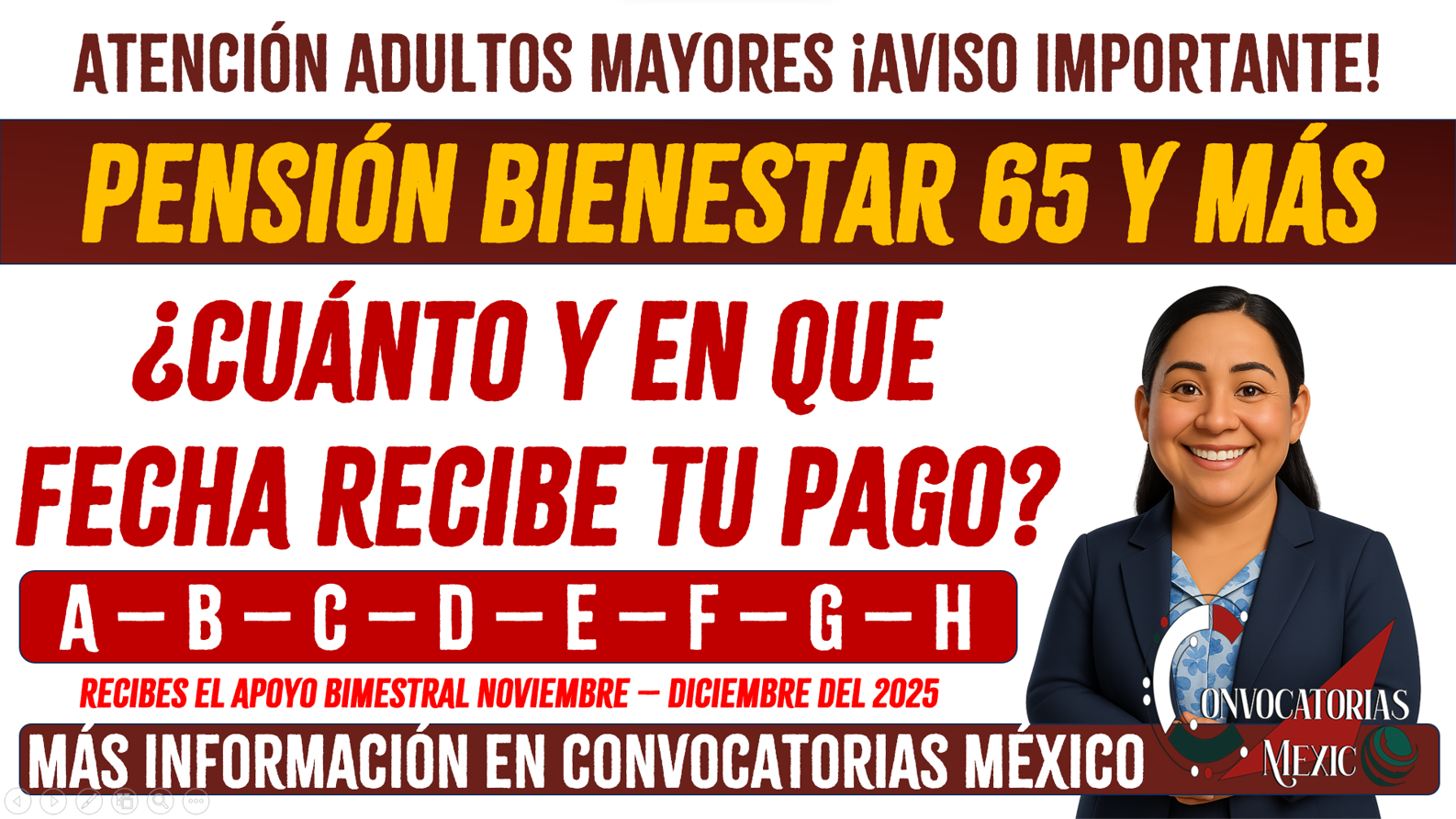 ¿Cuánto y en que fecha recibirás de la Pensión Bienestar 65 y más en noviembre?