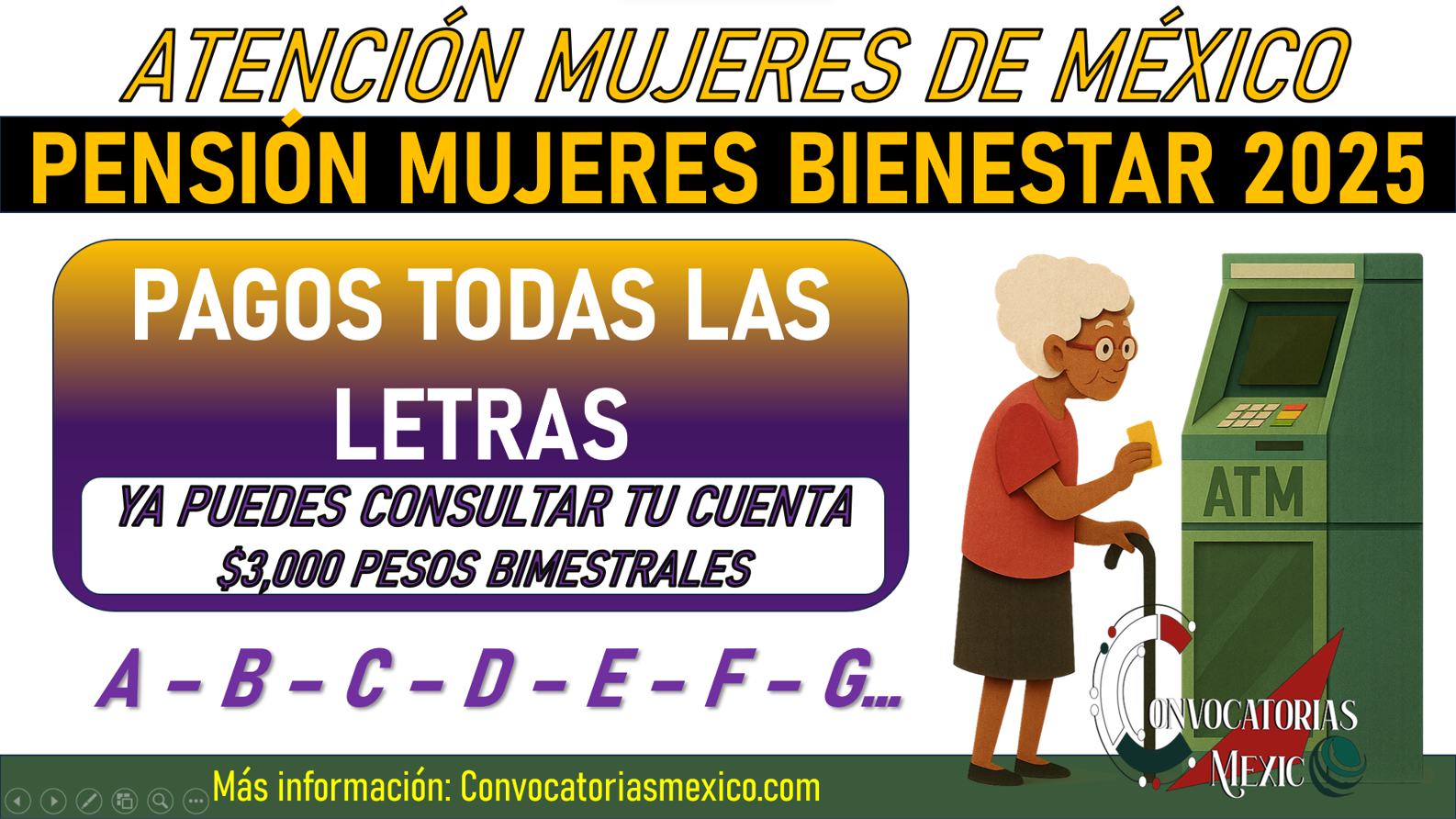 ¡A - Z! Todas las letras para beneficiarias de la Pensión Mujeres Bienestar 2025
