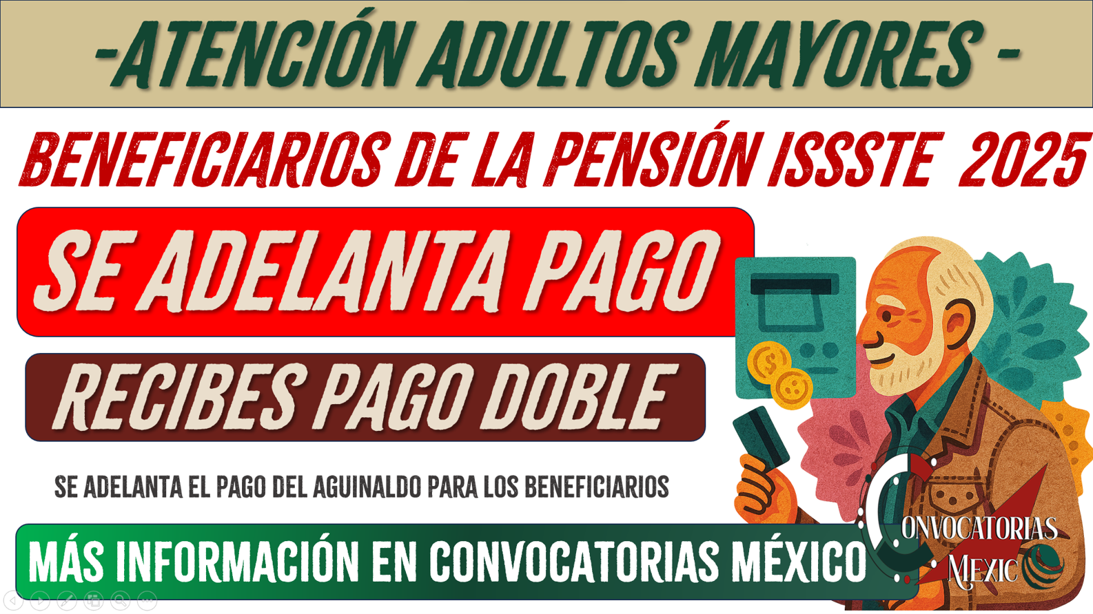 Adelanto de pago para los adultos mayores de la Pensión ISSSTE 2025