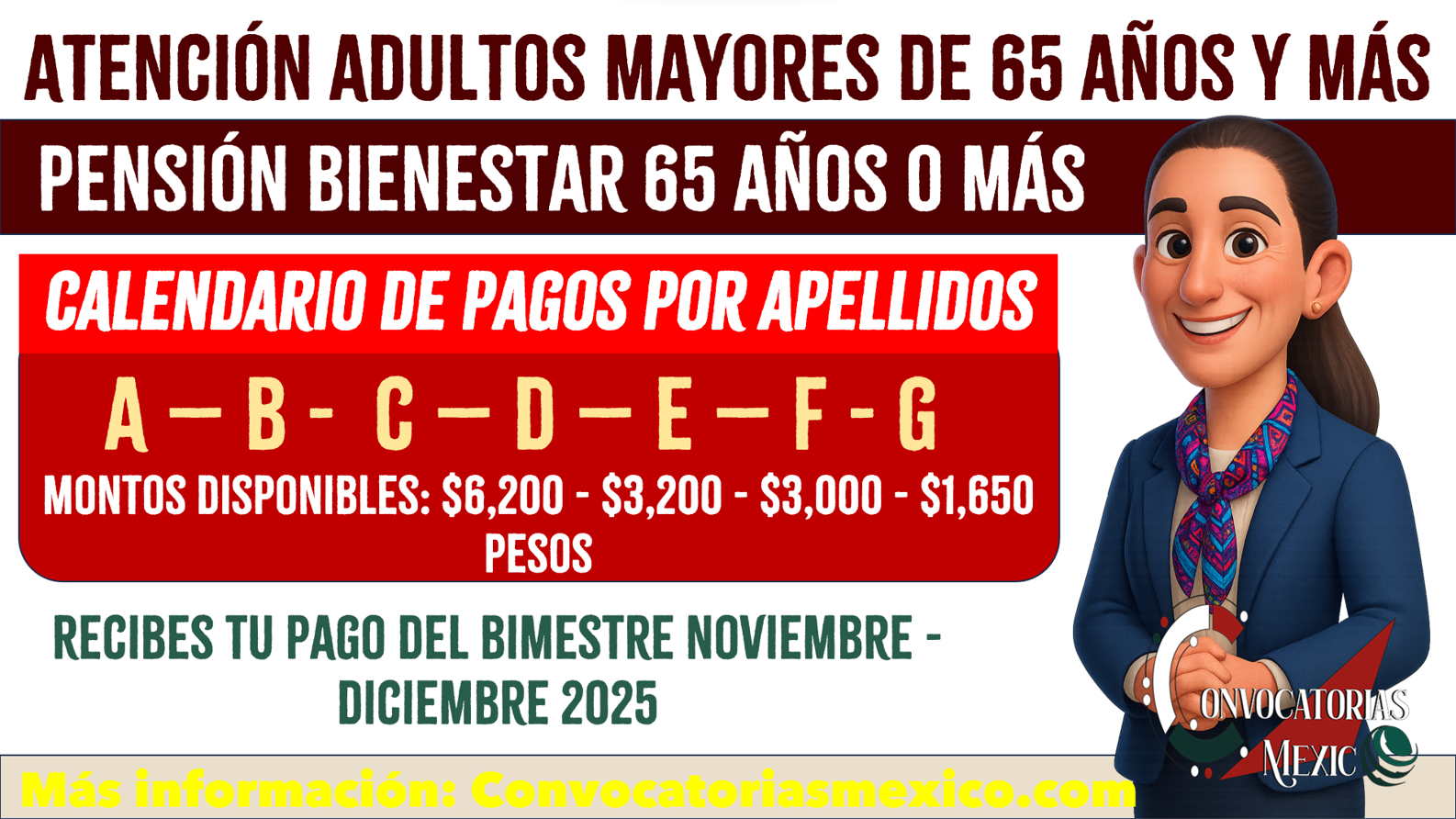 Comienzan pagos con letra A recibes $6,200 de la Pensión Bienestar 2025 11 Imagen6 47
