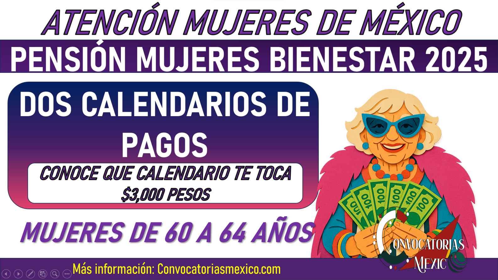 ¿Cuál te toca? Dos calendarios de la Pensión Mujeres Bienestar 60 a 64 años