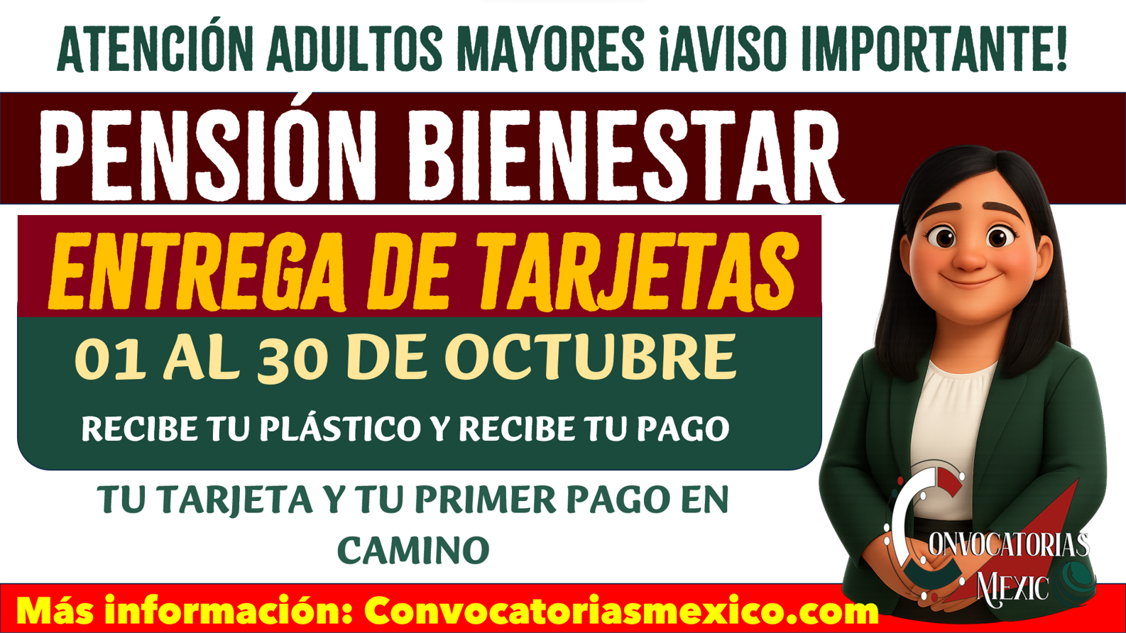 ¿Quiénes recibirán su tarjeta del 01 al 30 de octubre de la Pensión Bienestar?
