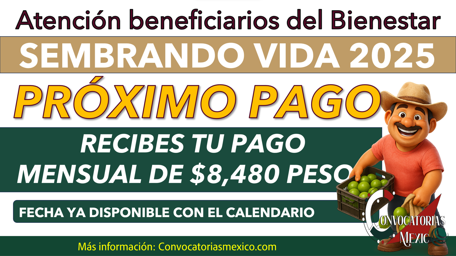 $6,450 Pesos recibes del programa sembrando vida a partir de esta fecha de noviembre 2025