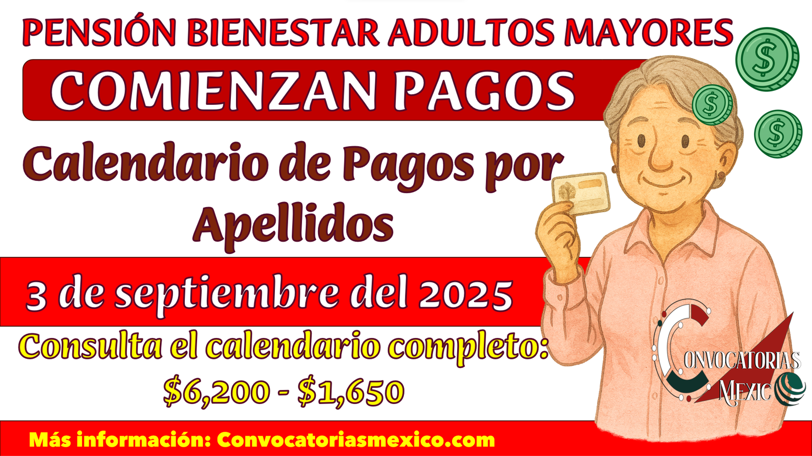 ¿Quienes reciben el pago el 3 de septiembre de las Pensiones del Bienestar?