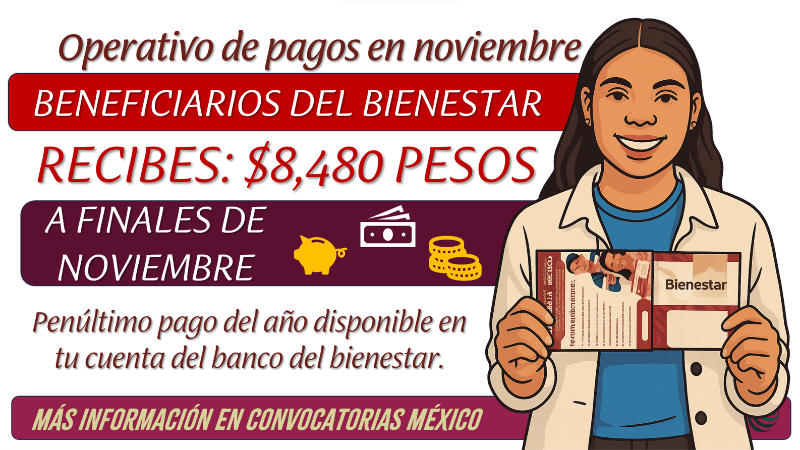 $8,480 pesos pago a finales del mes de noviembre de este Programa del Bienestar