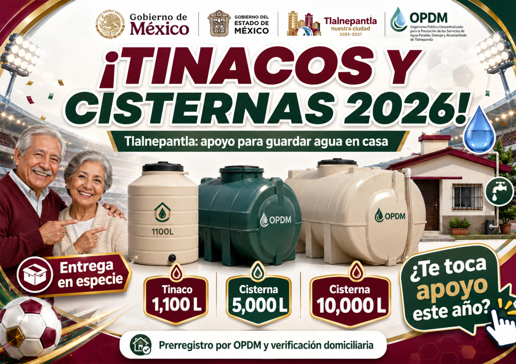 Programa de Tinacos y Cisternas 2026 en Tlalnepantla: apoyo para guardar agua en casa
