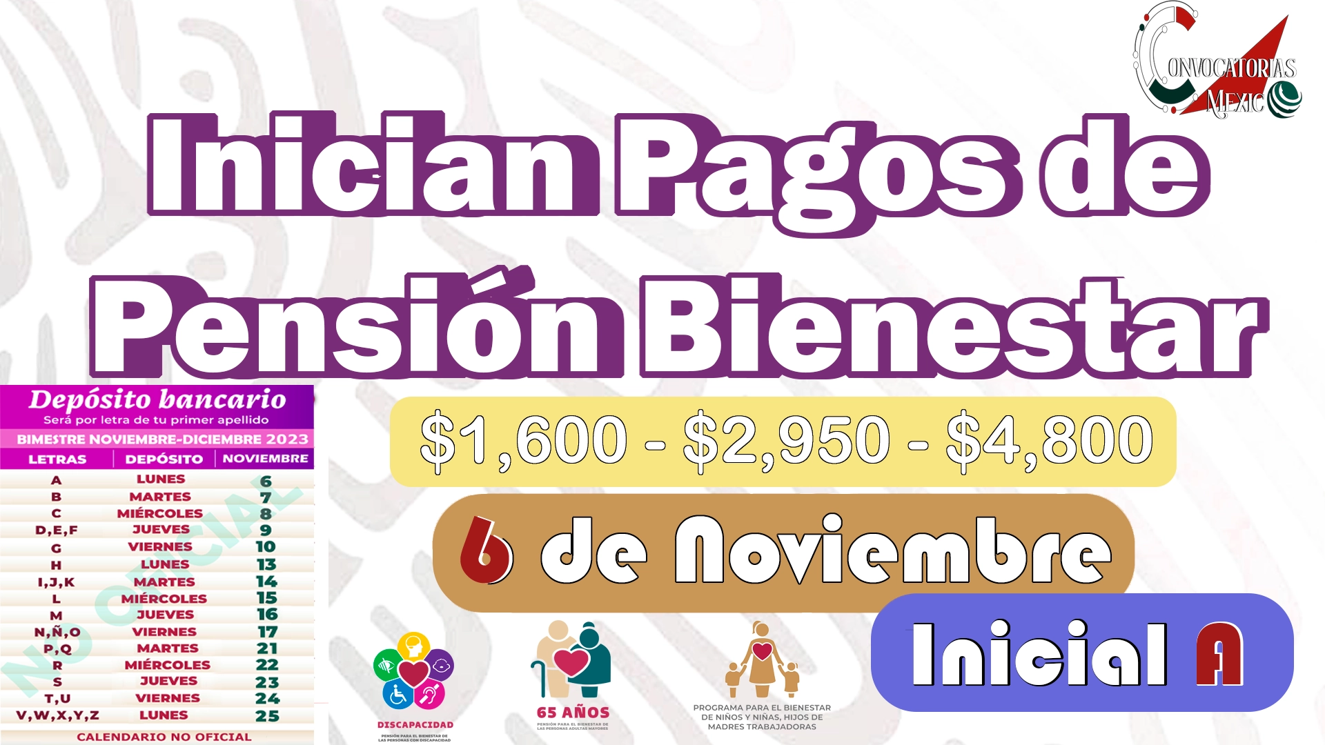El Lunes 6 de Noviembre Comienzan Pagos de la Pensión Bienestar