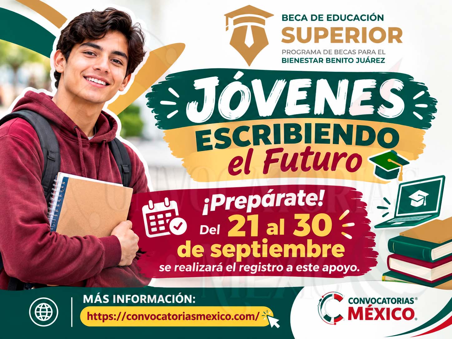 Jóvenes Escribiendo el Futuro ¡Prepárate del 21 al 30 de septiembre se realizara el registro a este apoyo!