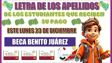 LETRA DE LOS APELLIDOS DE LOS ESTUDIANTES QUE RECIBEN SU PAGO ESTE LUNES 23 DE DICIEMBRE | BECA BENITO JUÁREZ 