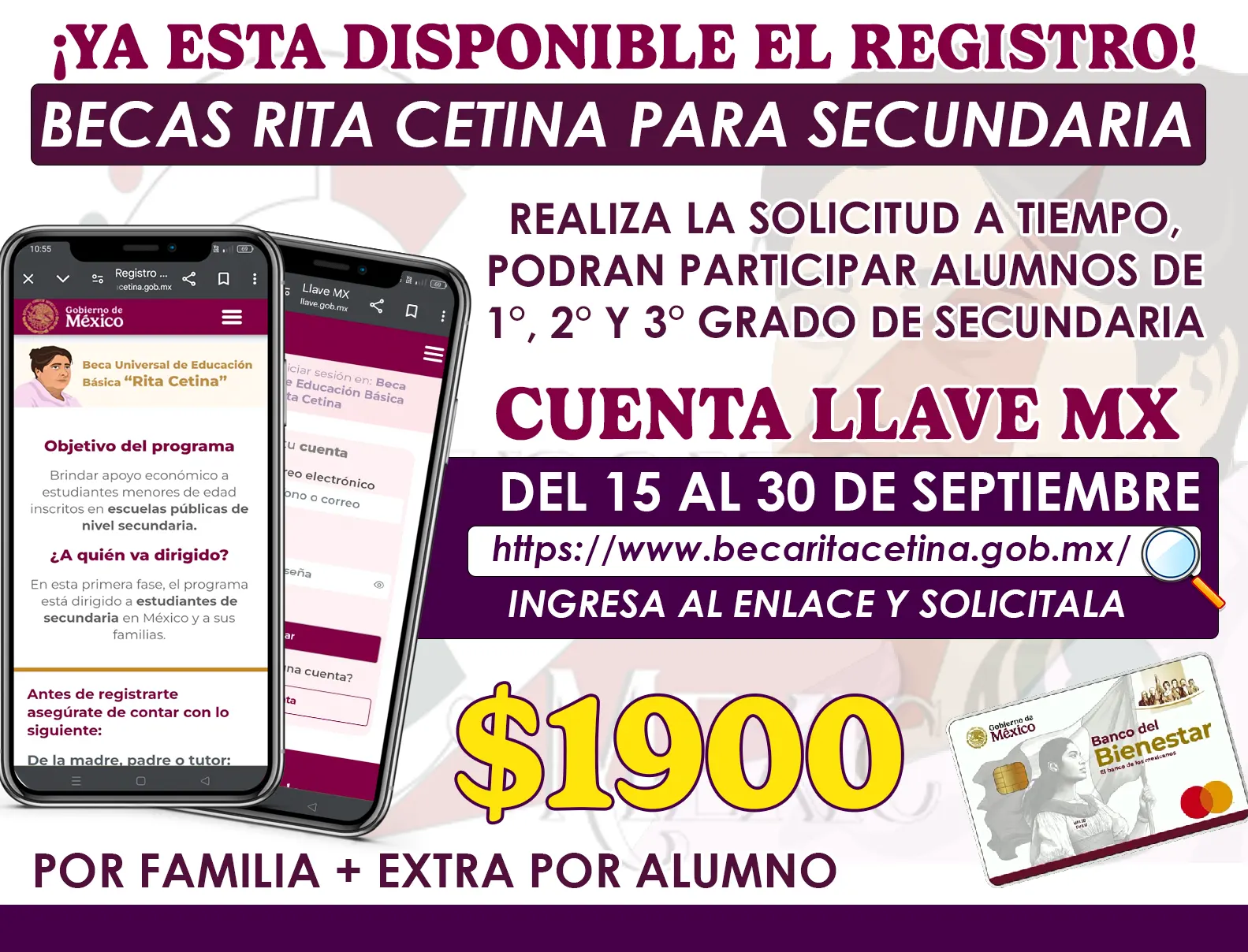 La Beca Universal Rita Cetina abre su registro para estudiantes de secundaria en México