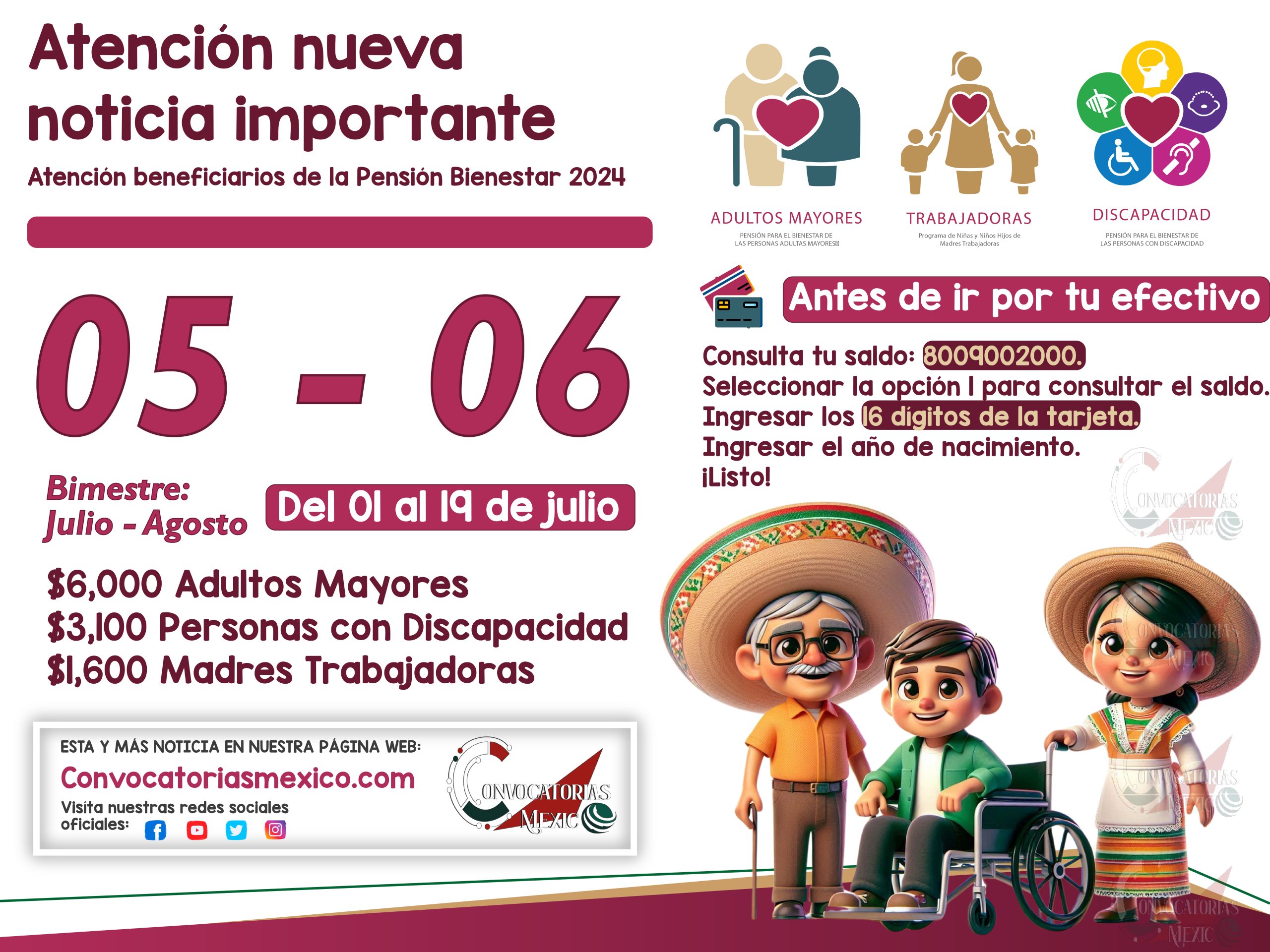 Pagos para 05 y 06 de julio de la Pensión Bienestar para Adultos Mayores - Ariadna Montiel Reyes