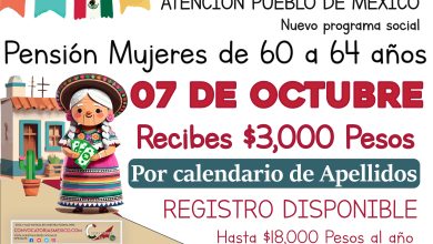 Hoy comienza nuevo programa de $3,000 pesos de Pensión para Mujeres de 60 a 64 años de edad