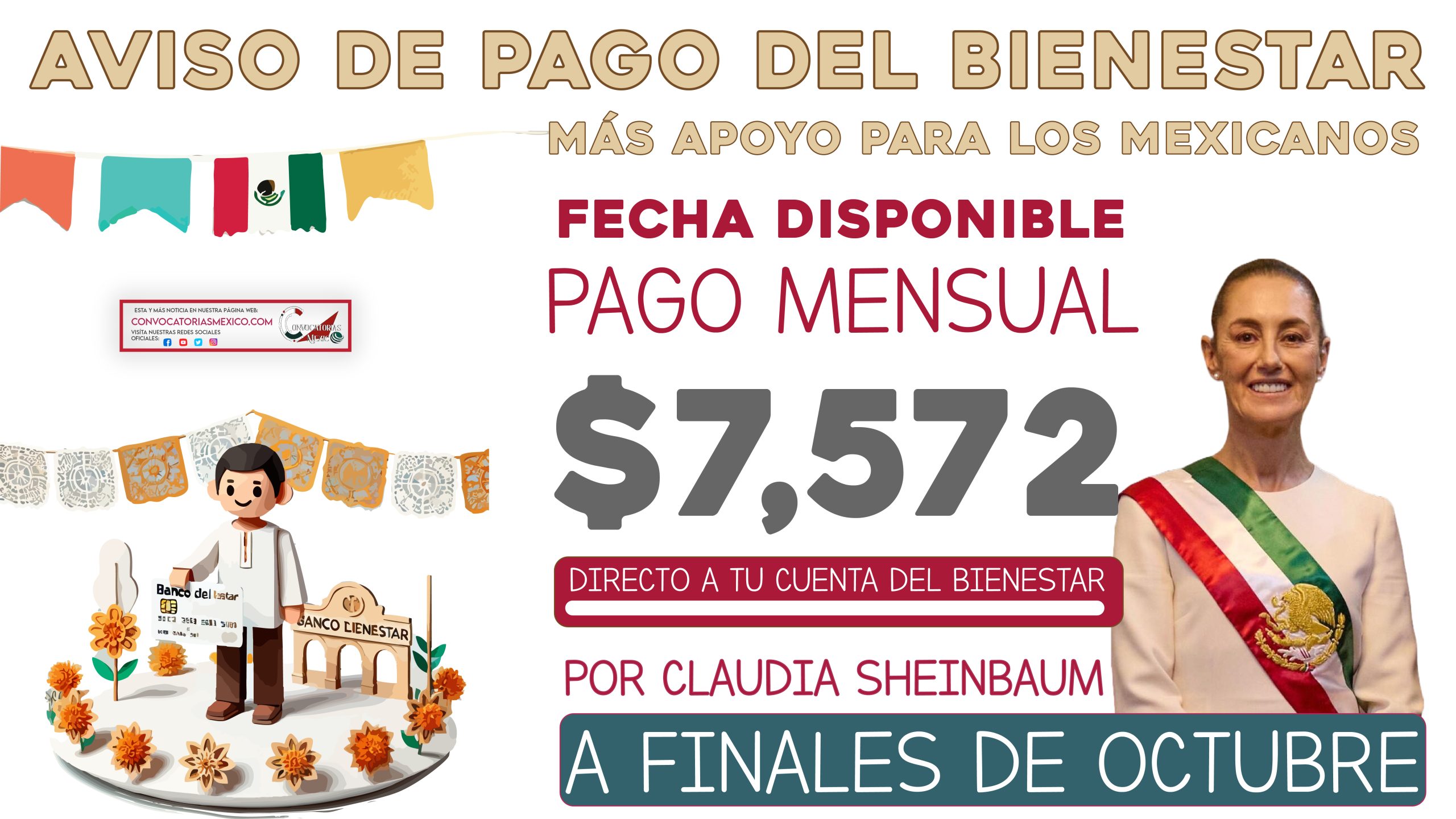 ¡SE ADELANTA! En octubre los beneficiarios del Bienestar reciben el pago de $7,572 pesos