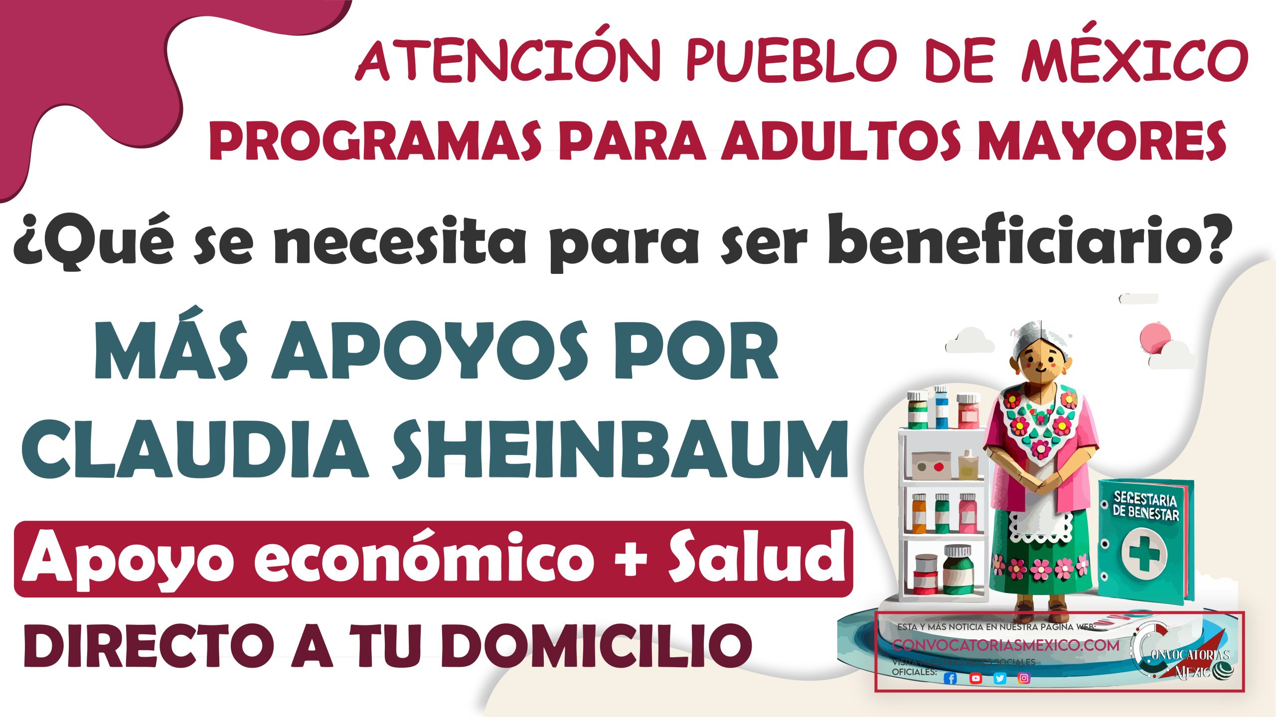 DINERO + SALUD A DOMICILIO Para los Adultos Mayores Pensionados del Bienestar por Claudia Sheinbaum