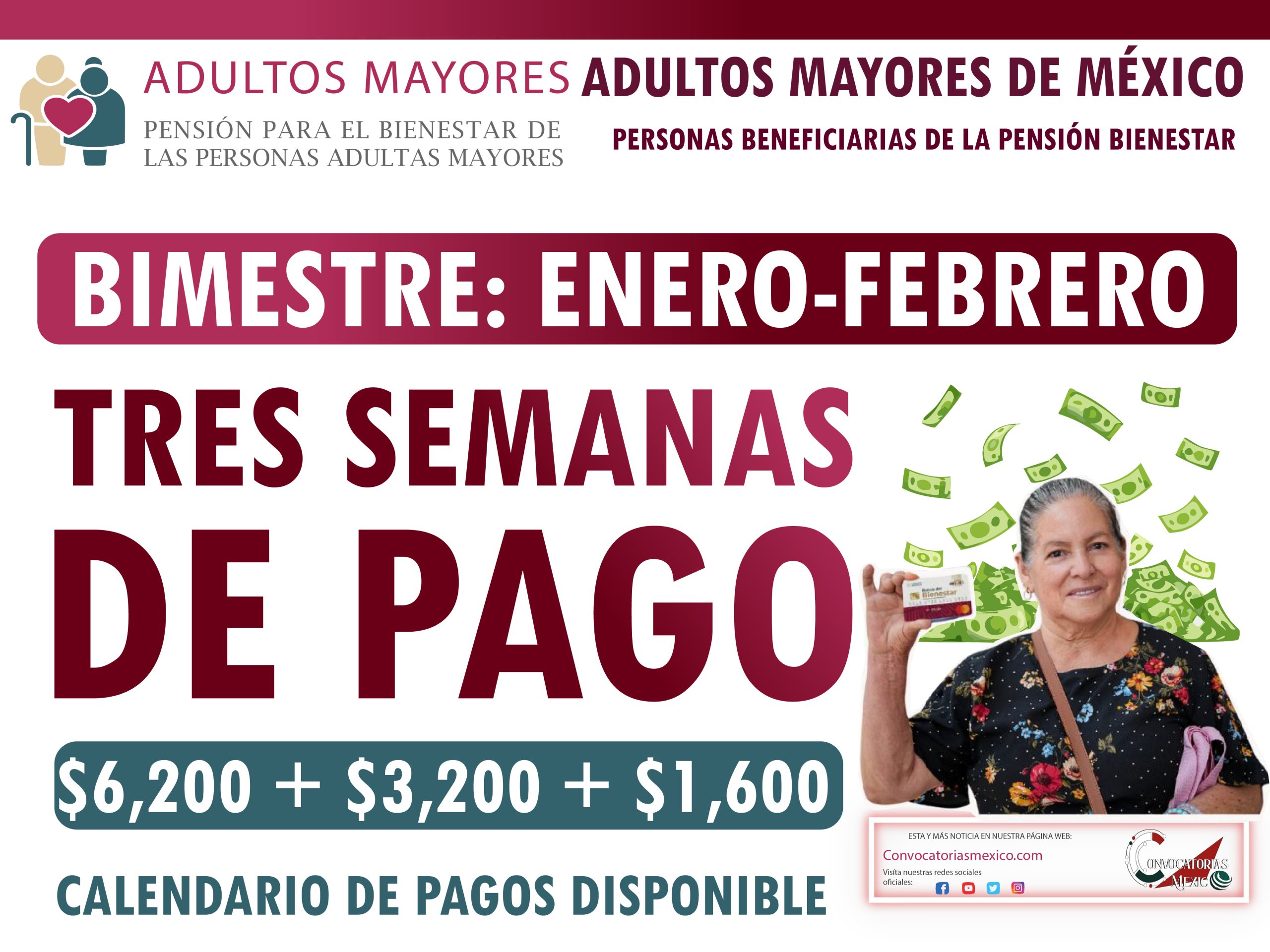 Estas son las semanas de pagos del 2 al 22 de enero de la Pensión Bienestar 2025