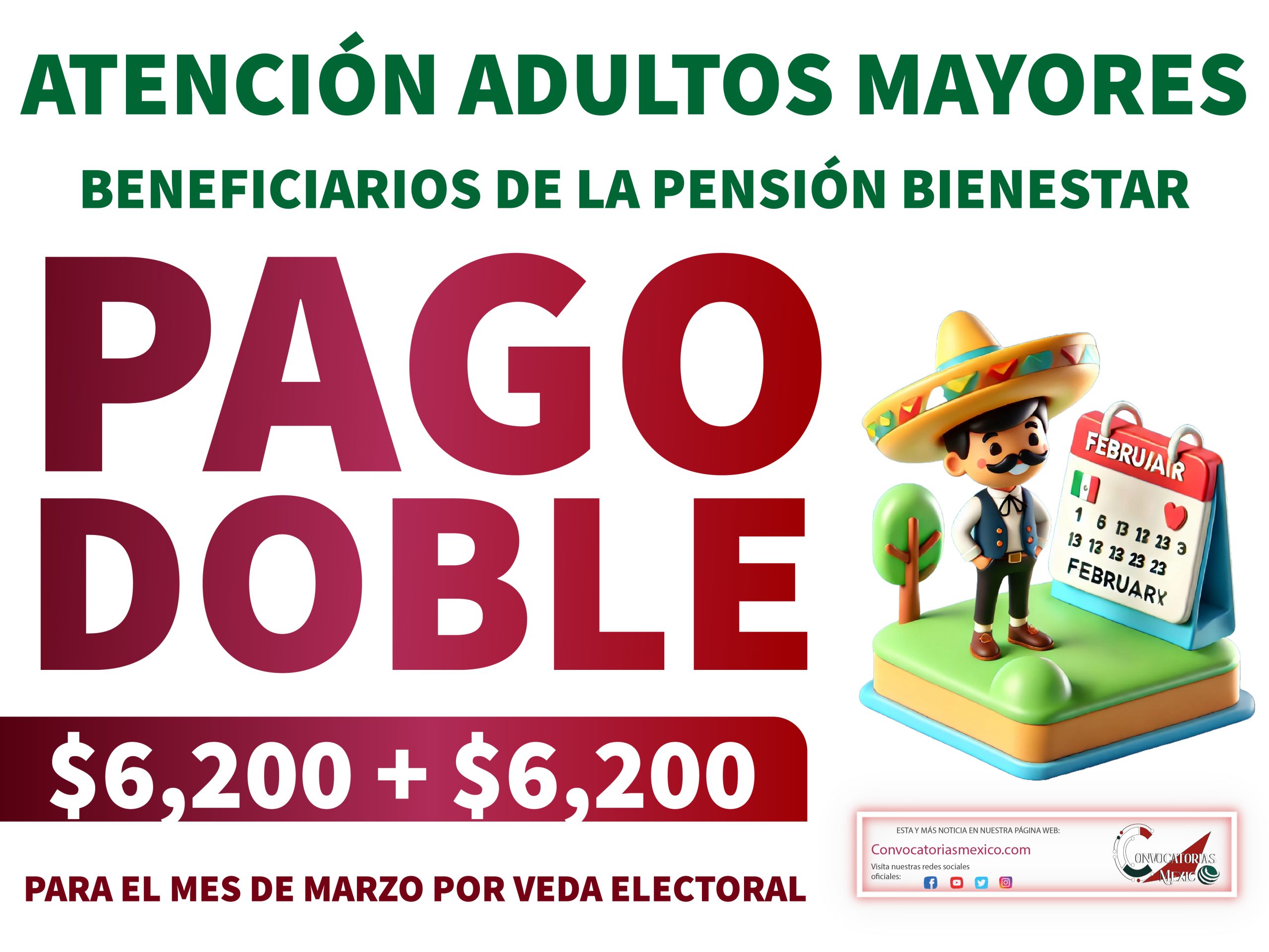 ¡AVISO DE PAGO! Estos adultos mayores reciben $12,400 pesos de la Pensión Bienestar 2025