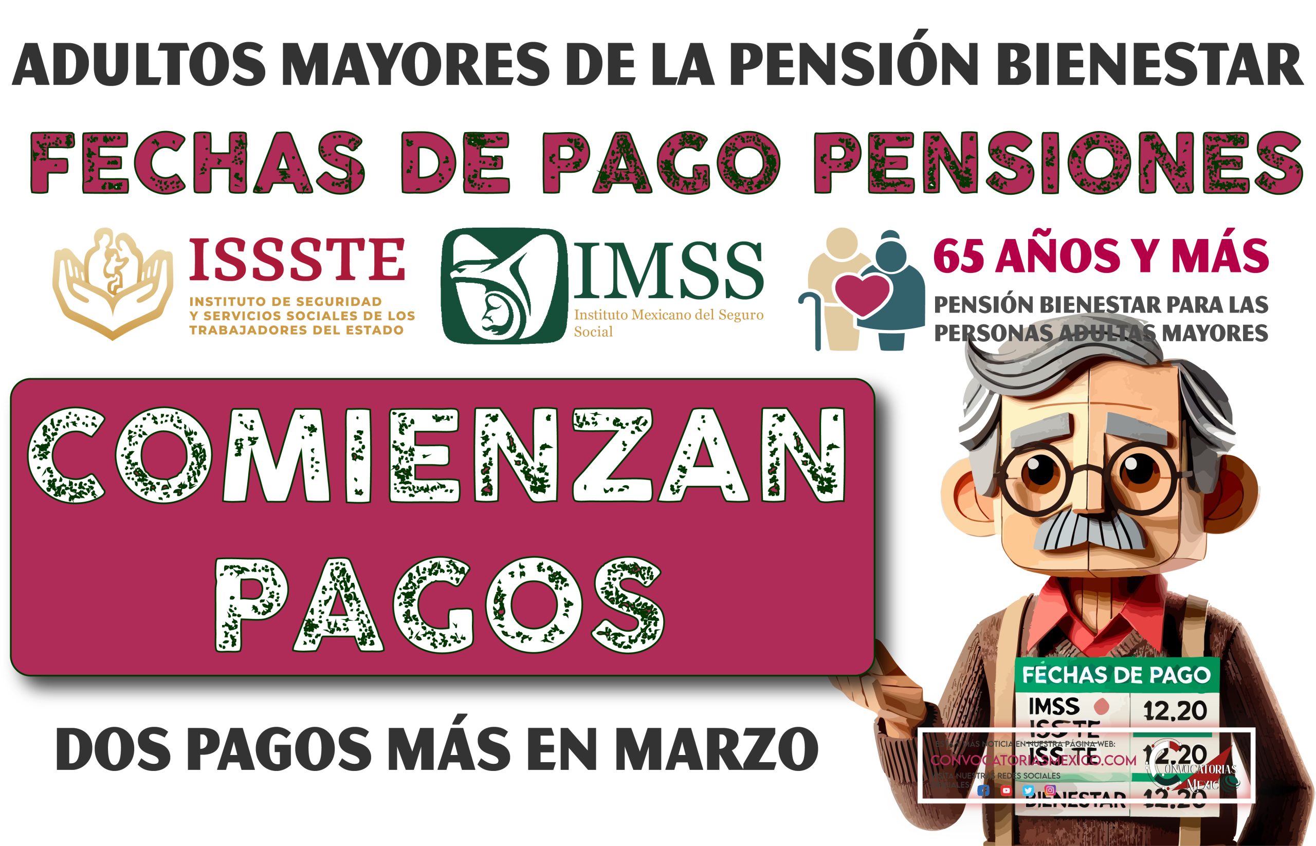 ¡COMIENZAN PAGOS! Adultos Mayores beneficiarios de la Pensión Bienestar, IMSS E ISSSTE 2025