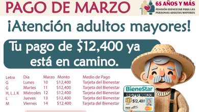 ¡12,400 en camino! Calendario de pagos dobles del 10 al 14 de marzo de la Pensión Bienestar 2025