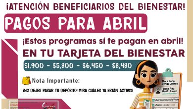 $1,900 - $5,800 - $6,450 - $8,480 Pagos para el mes de abril de estos programa del bienestar