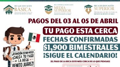 ¡PAGOS DE LA SEMANA! Del 3 al 5 de abril operativo de pagos de la Beca Benito Juárez 2025