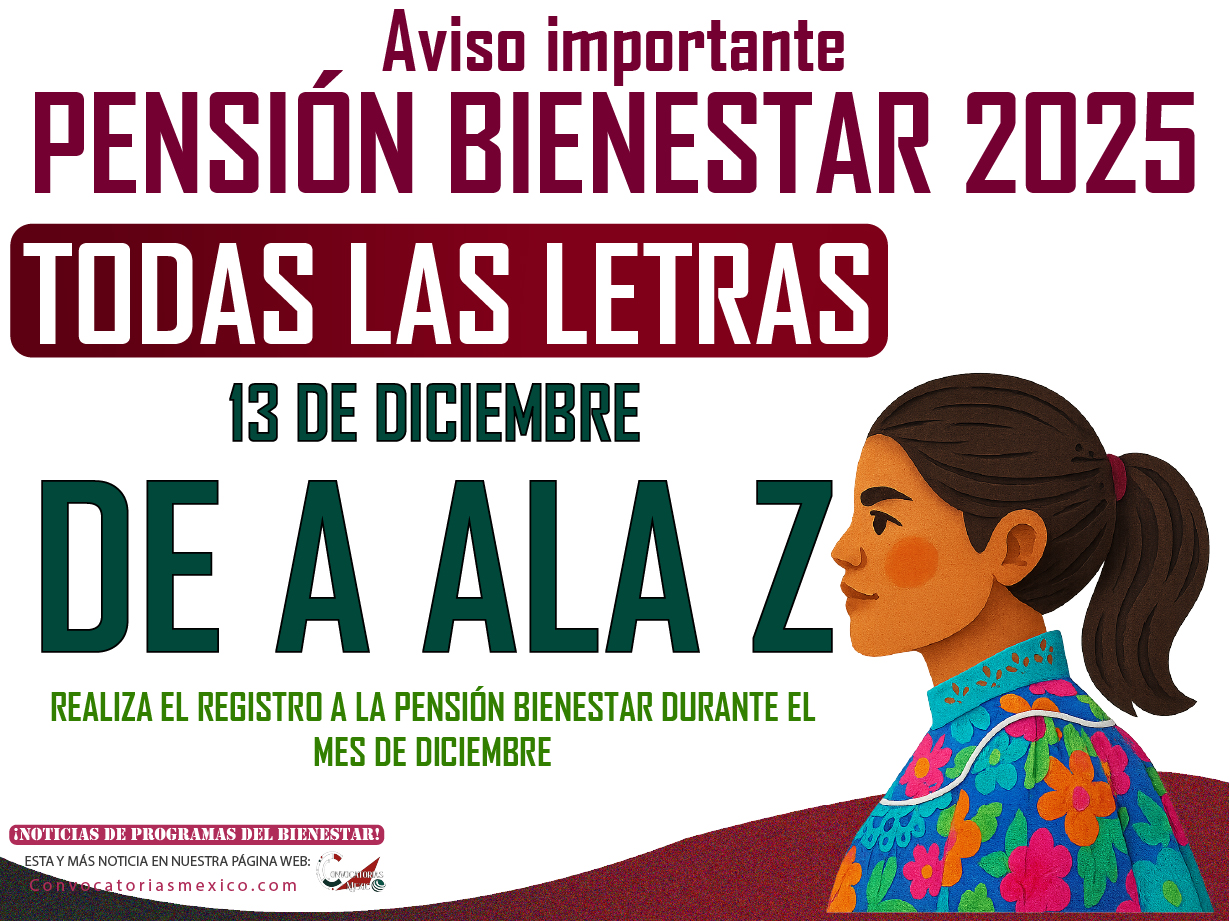 ¡Todas las letras! De A ala Z este 13 de diciembre para la Pensión Bienestar 2025