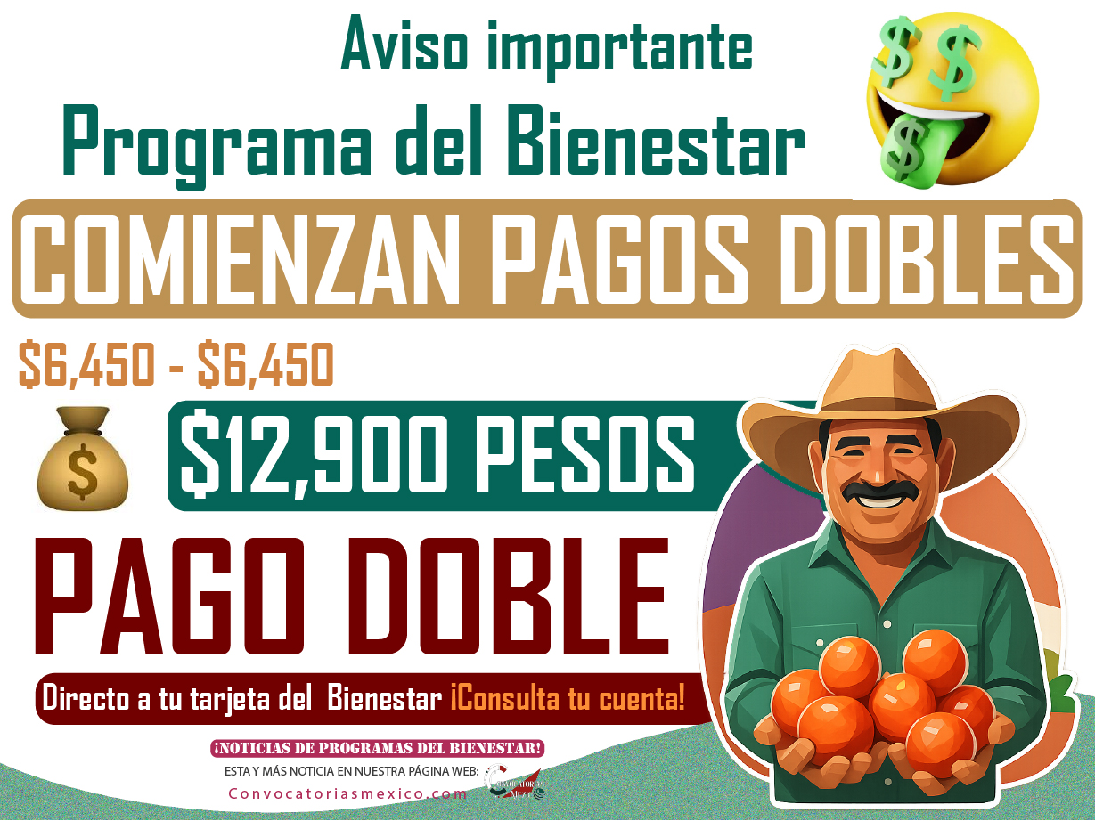 ¡12,900! Pago doble para estos beneficiarios de los programas del bienestar 2025