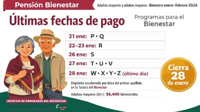 21 al 28 de enero últimas fechas de pagos de la Pensión Bienestar 2026