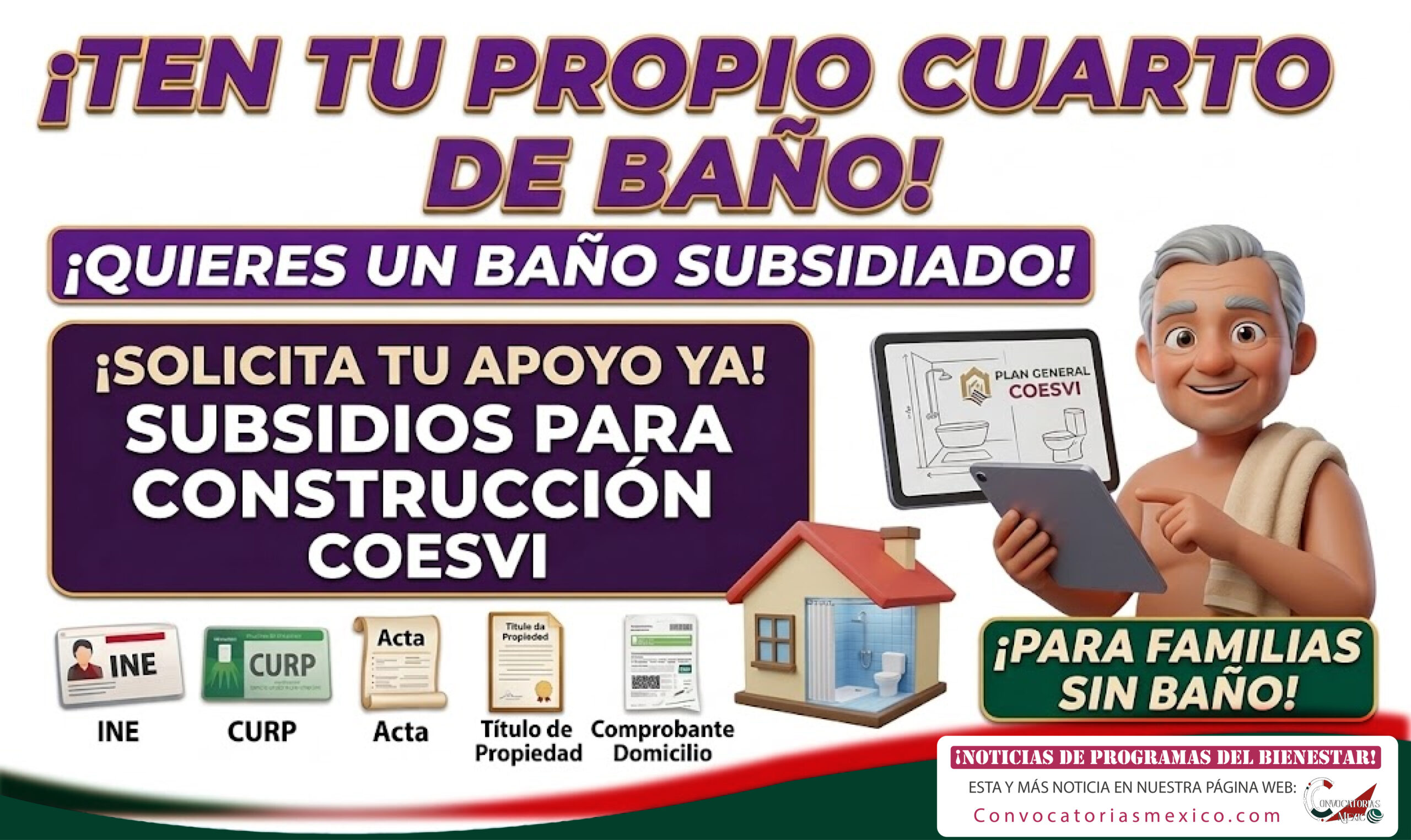 ¡TEN TU PROPIO CUARTO DE BAÑO! Programa disponible Subsidiado 2026