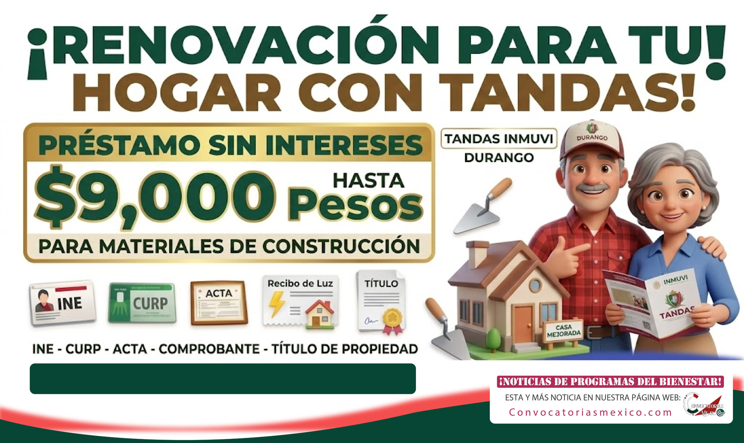 Tandas para mejoramiento del Instituto Municipal de Vivienda INMUVI
