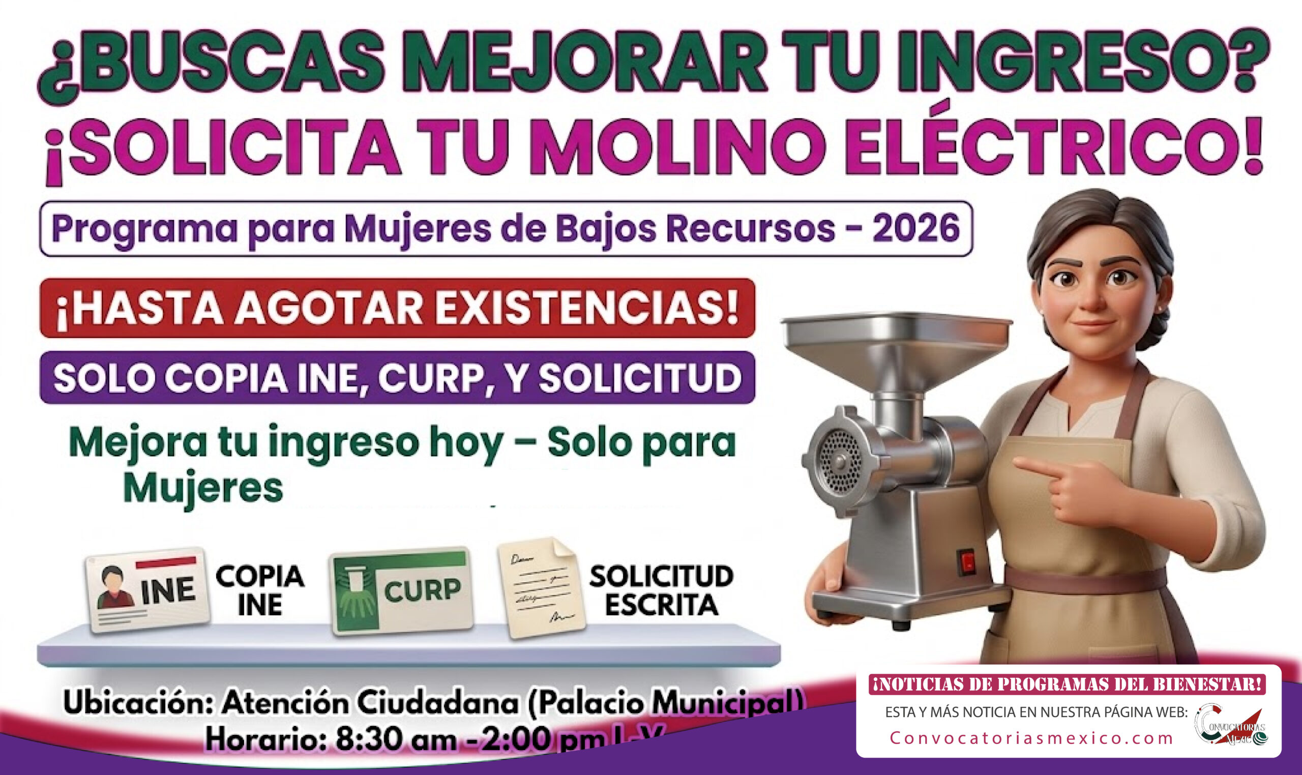 ¿Busca mejorar tu ingreso? Solicita tu molino eléctrico ¡Hasta agotar existencias!