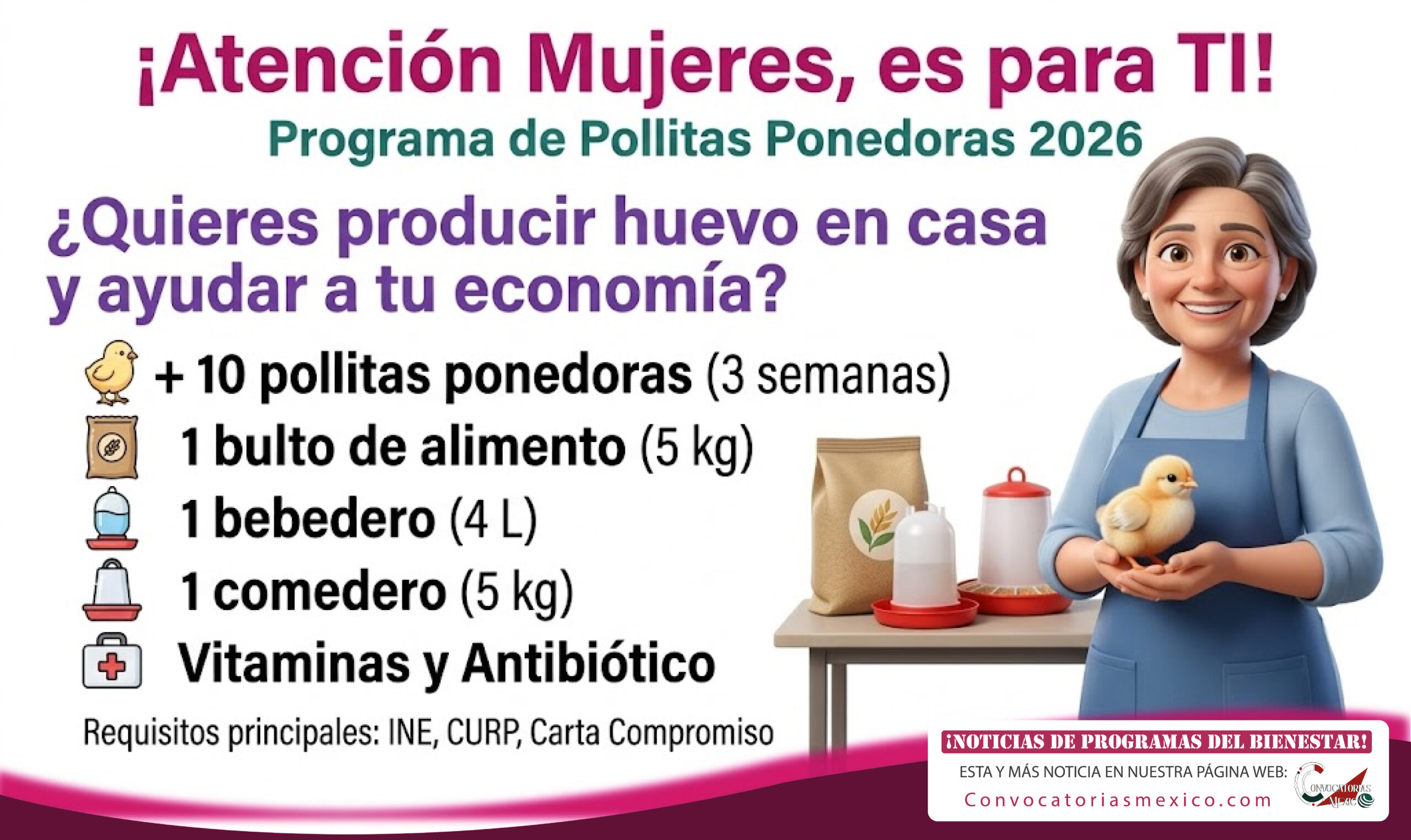 ¡Atención Mujeres, es para TI! Programa de Pollitas Ponedoras 2026