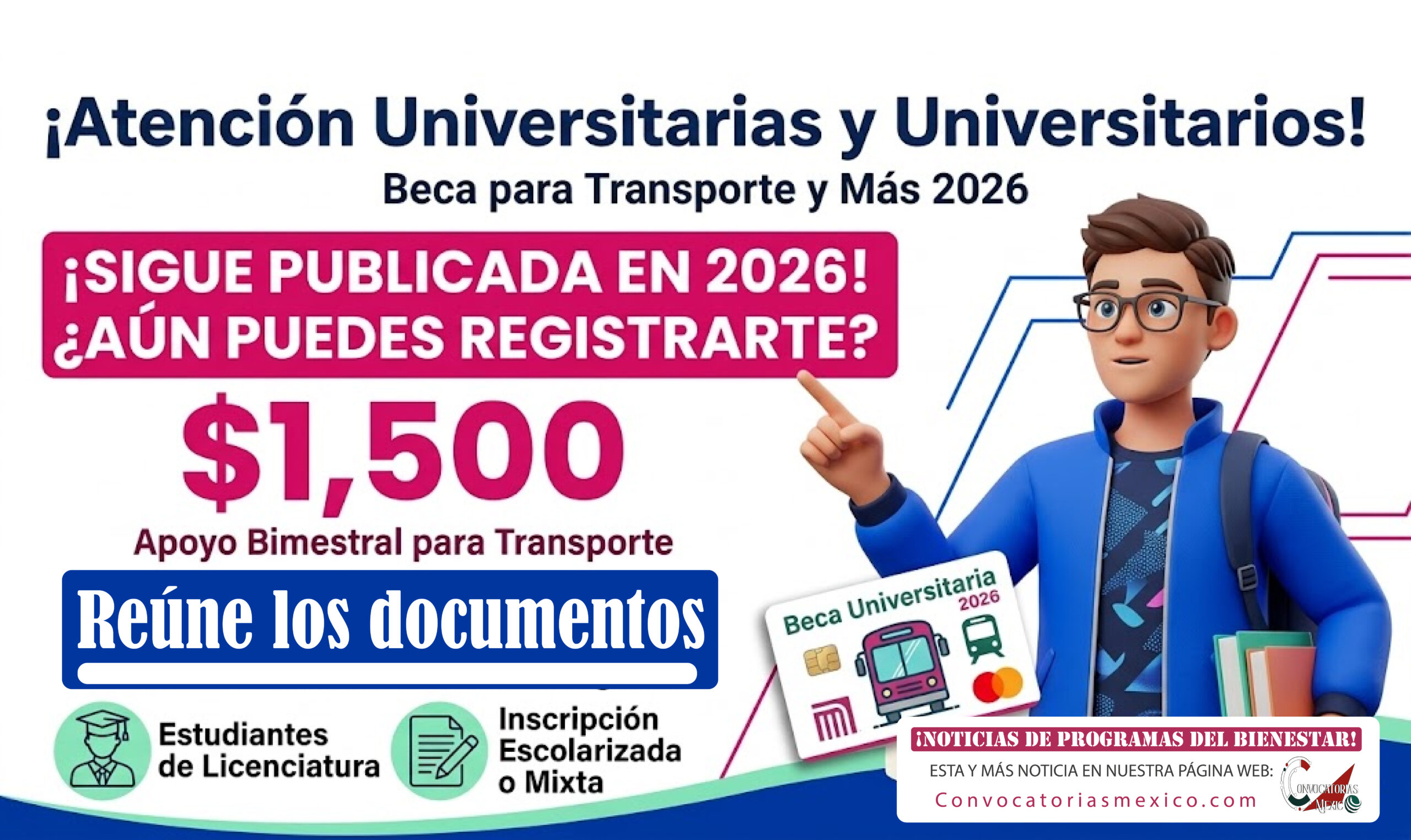 Apoyo bimestral de $1,500 pesos para transporte y más 2026 - Reúne los documentos