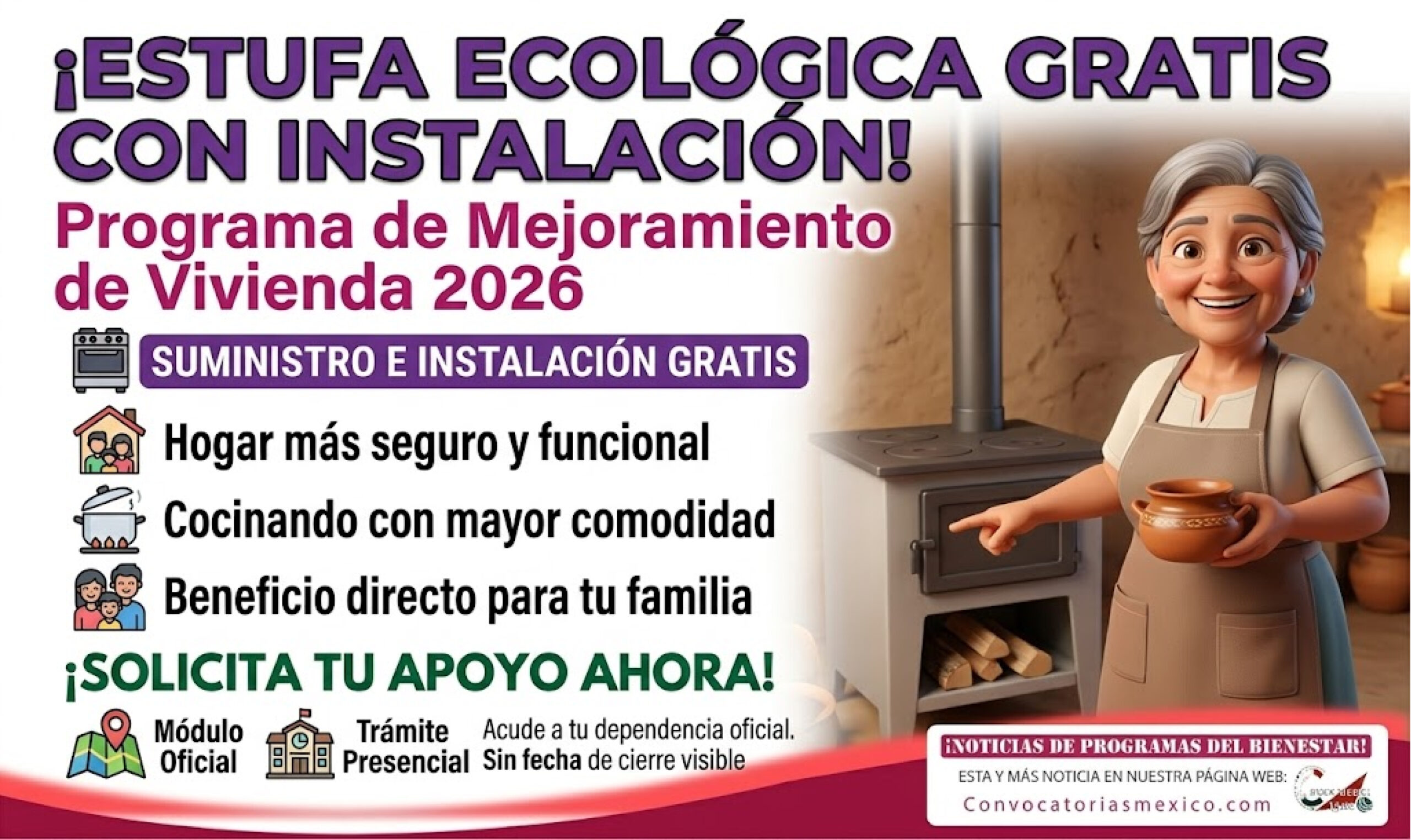 Disponible: Se abre apoyo de Estufas Ecológicas para el Mejoramiento de Vivienda