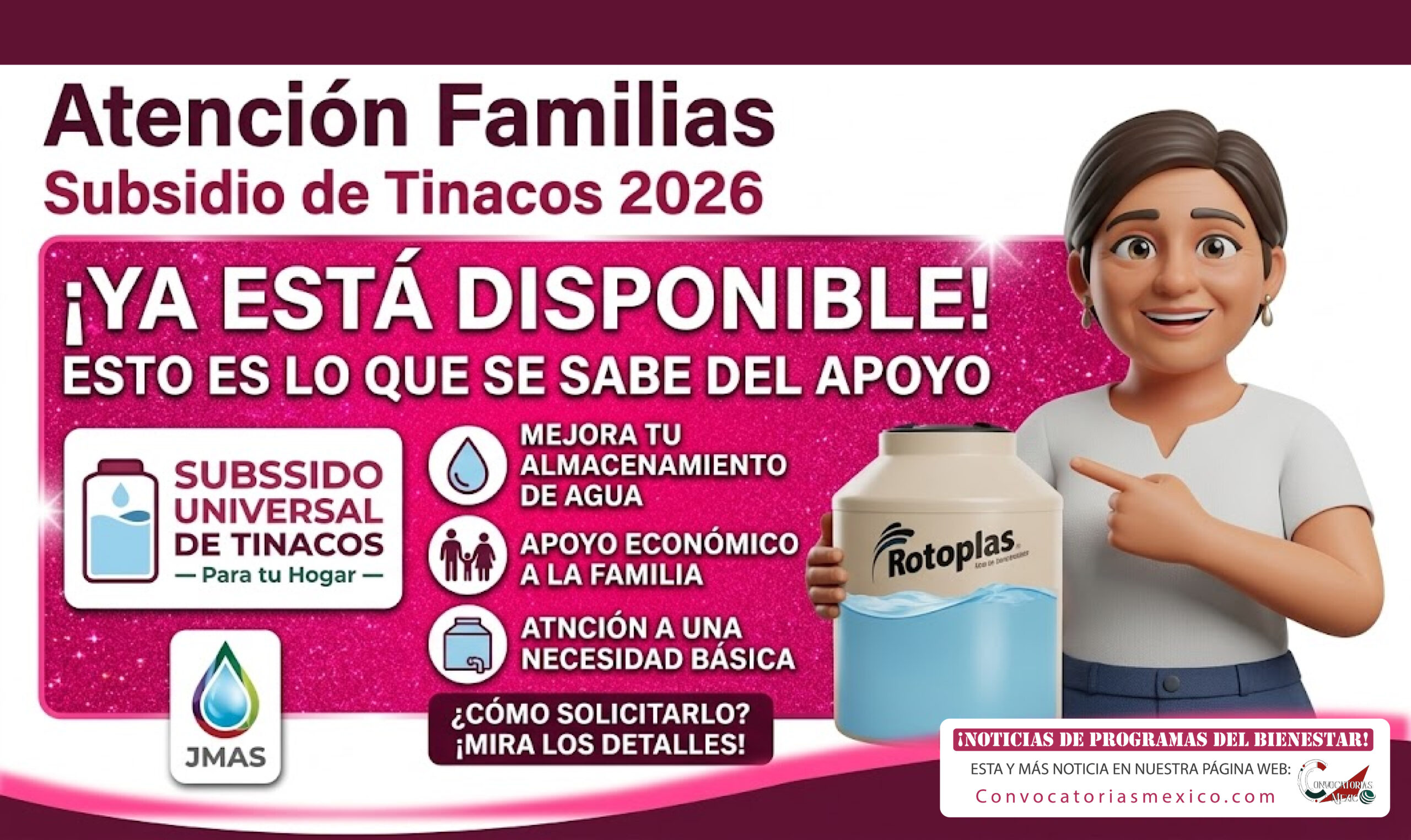 Subsidio de Tinacos 2026 ya está disponible; esto es lo que se sabe del apoyo