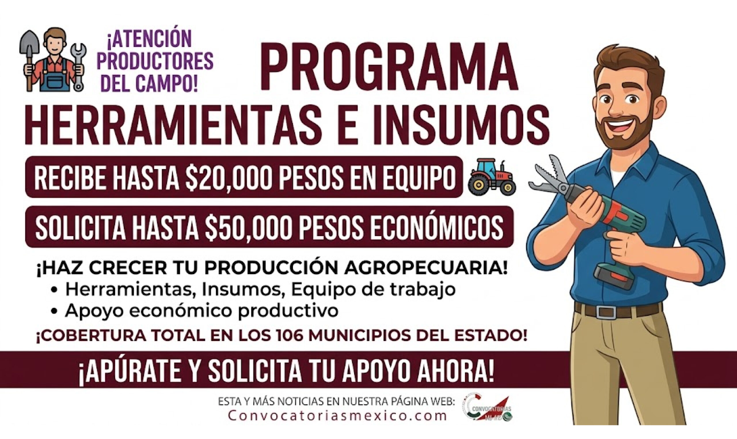 Yucatán: Programa Herramientas e Insumos para el Bienestar apoyará a productores de los 106 municipios