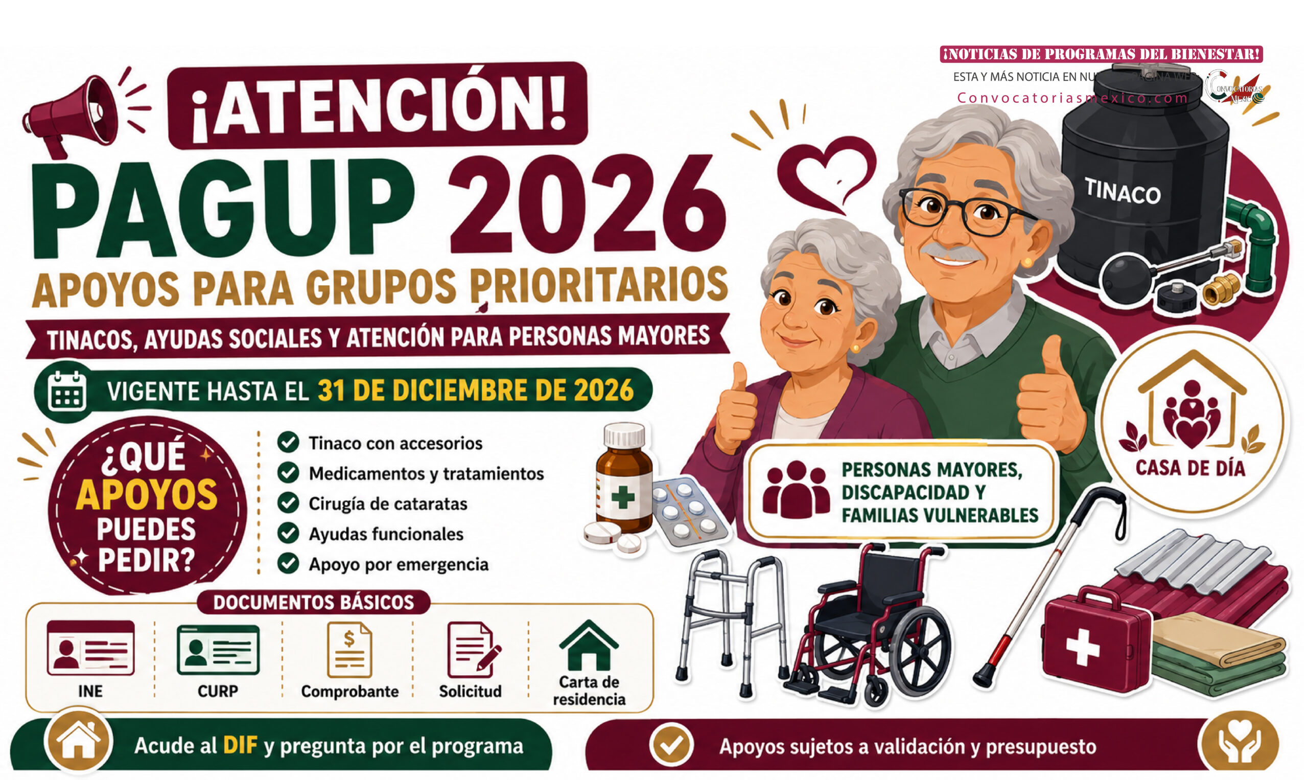 PAGUP San Luis Potosí 2026: apoyos con tinacos, ayudas sociales y atención para personas mayores